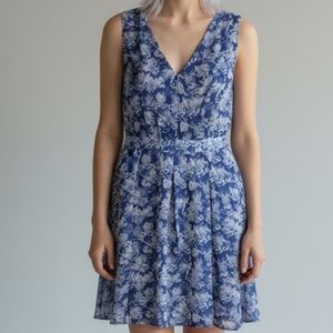 AngelEye London Geo Floral Blue Gray Dress
